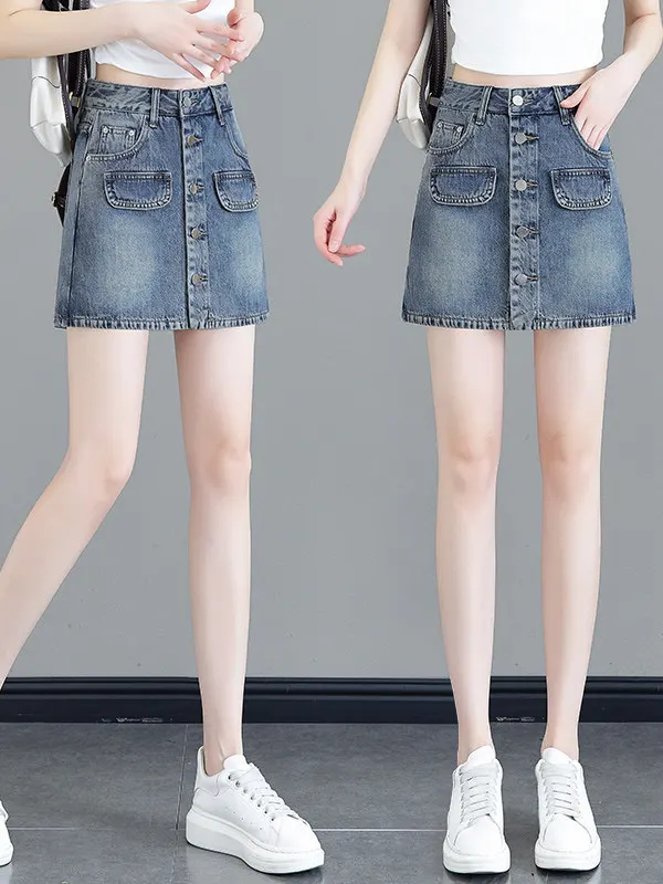 Light Blue High Waist Denim Shorts Women's Summer 2026 New Style A-Line  Skirt Wide Leg Pants Skin-friendly Breathable