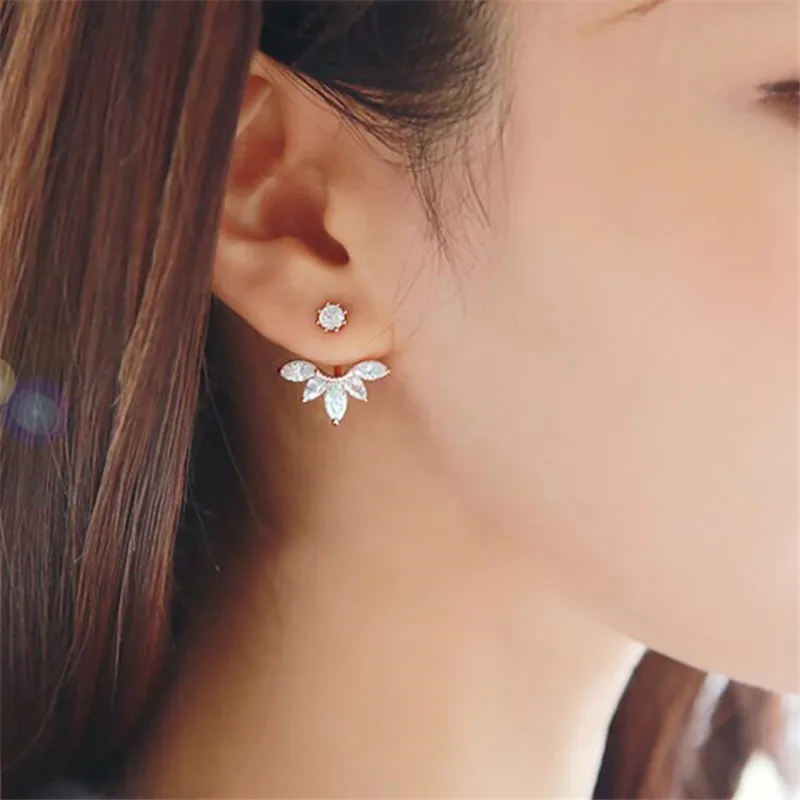 New Stud Earrings 5mm D Color Moissanite Drop for Women Real 925 Silver Piercing Jewelry Certificate Front and Back Dual Purpose