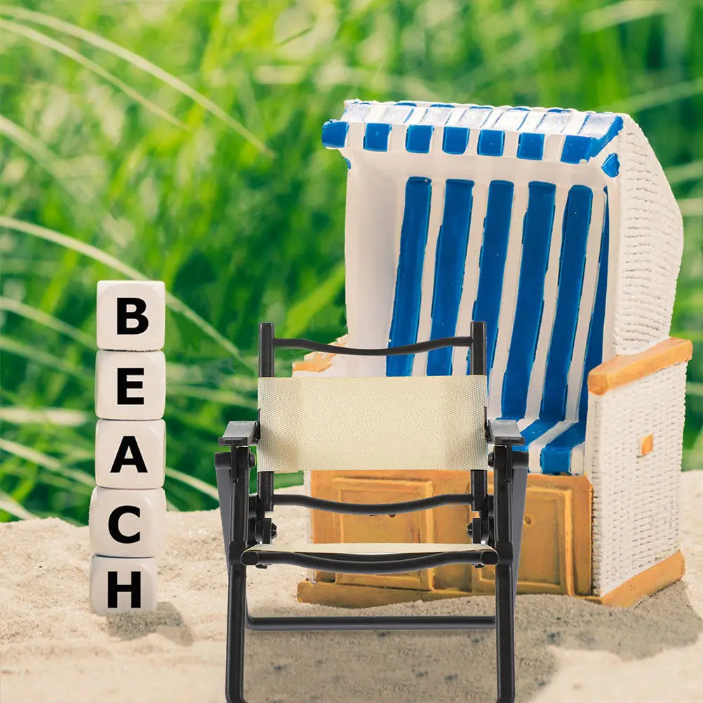 

2Pcs Mini Furniture Beach Chairs Foldable Small Seat Miniature House Decor Dollhouse Accessories Dollhouse Furniture