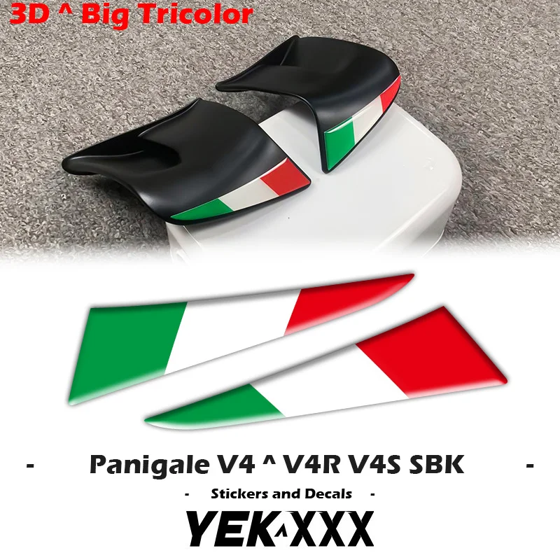 For Ducati Supersport Panigale V4 V4S V4R SBK 2022 2023 2024 Italian Tricolor Flags for Wings 3D Winglet Flank Sticker Decal