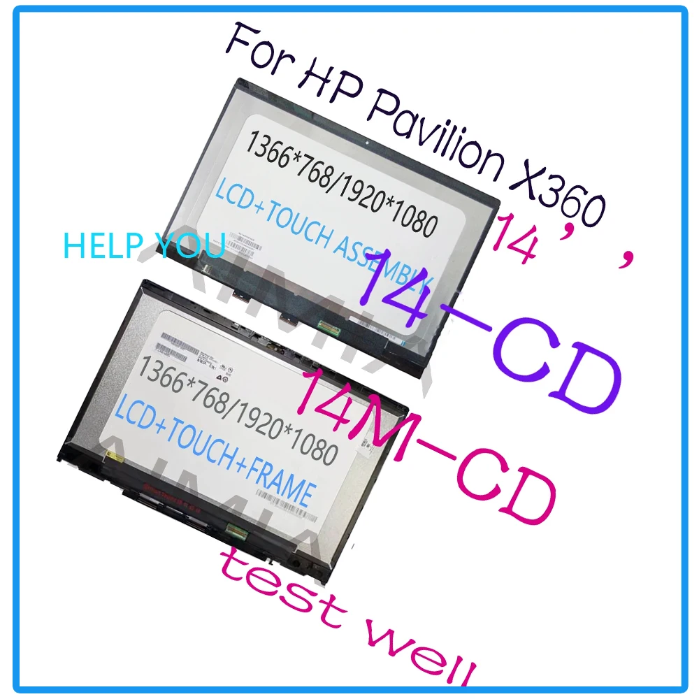 Wholesale 5 pcs 14 inch touch for hp pavilion x360 14-cd 14 cd series laptops lcd display touch screen digitizer assembly