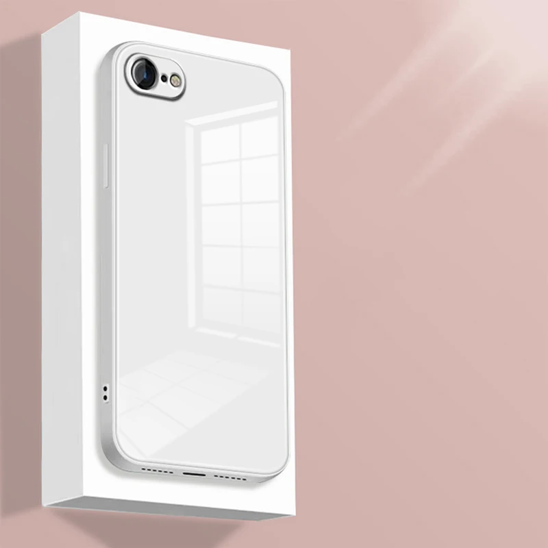 Luxury Square Liquid Tempered Glass Phone Case For iPhone 17 16 E 15 14 13 12 11 Pro XS max X XR Plus Camera Protection Cover