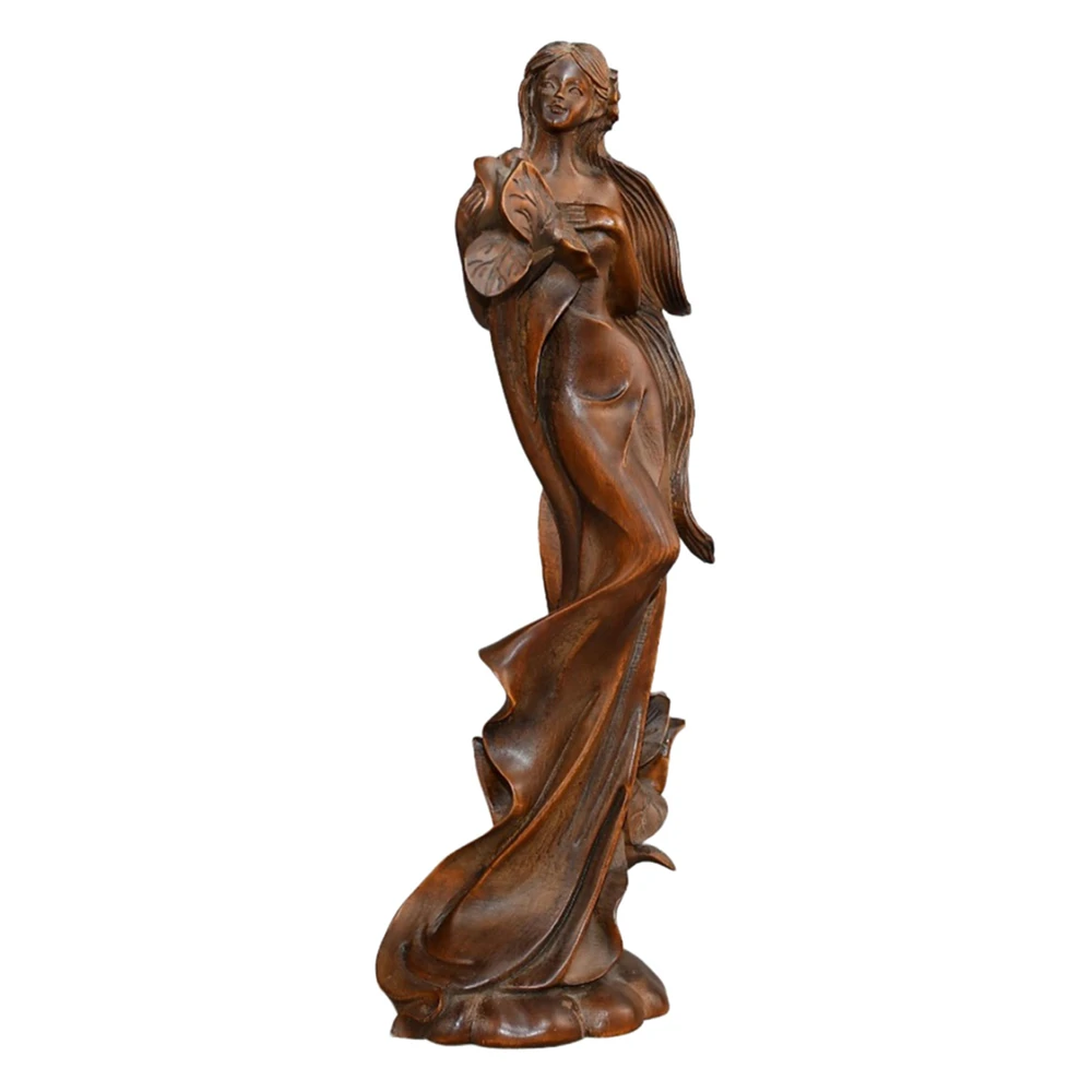 Statues figurines en bois sculpté Lotus Figurine fleur grâce pureté élégance sérénité gracieux harmonie Bliss paix noblesse