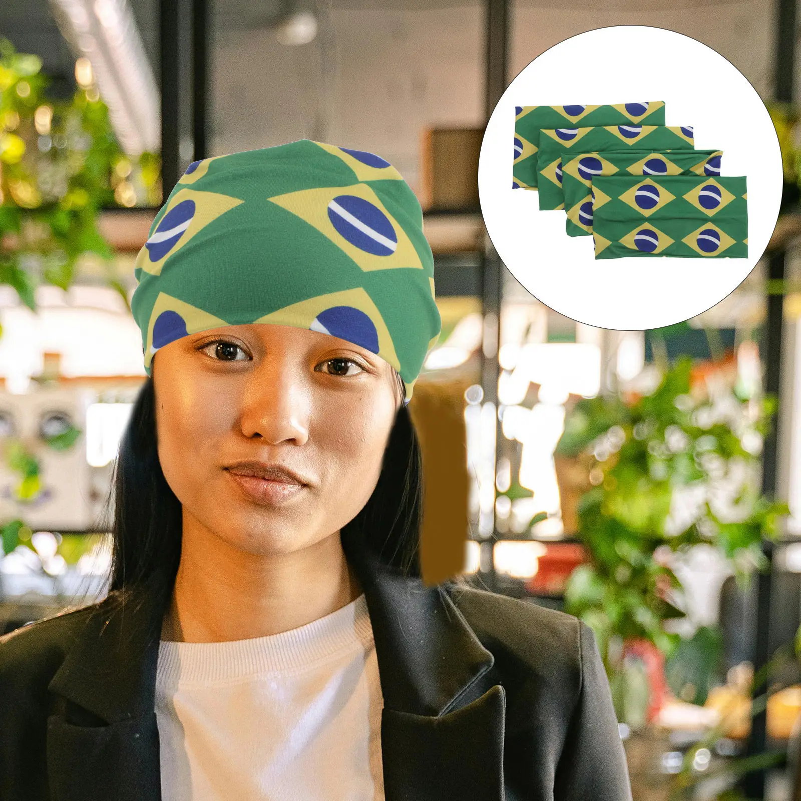 

4Pcs Womens Wide Headbands Country Flag Design Soccer Headbands for Women Sweat Wicking Sports Hairband Football Game Day