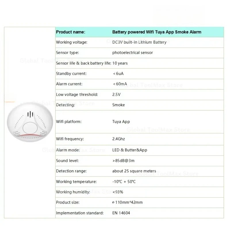 10pcs Tuya Smart WiFi Smoke Detector Photoelectric Fire Alarm Sensor Remote APP Alert IP Protection Home Security Alarm System