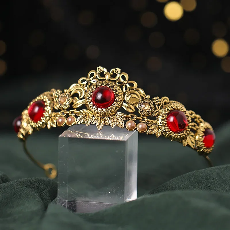 Baroque Crystal Crown Tiara Vintage Rhinestone Prom Diadem Crown For Women Bridal Wedding Hair Accessories Jewelry Crown Tiara image 3