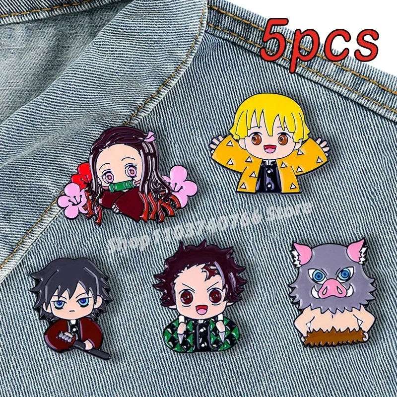 Épingles en émail Anime Demon Slayer pour hommes et femmes, épinglette de dessin animé Kimetsu No Yaiba, décoration de bricolage pour sac à dos,