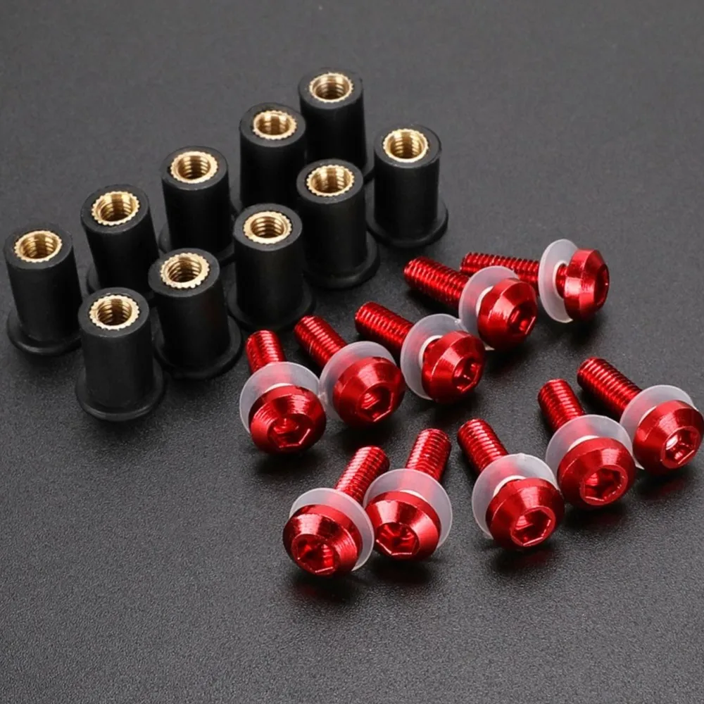 10x Windshield Bolts M5 Windscreen Fasterner Kit 5mm Screws Washer Nuts for Yamaha YZF R1 R6 R7 600R 750R 1000R FZ1 FZ6 FZ6R