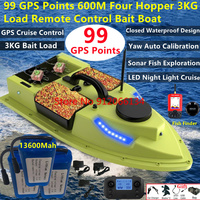 99GPS Smart Cruise Sonar Fish Finder High Speed RC Fishing Boat 4Hopper 600M 3KG Waterproof Lighting Remote Control RC Bait Boat