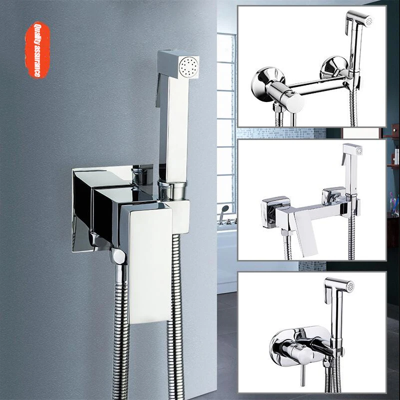 Concealed Shower Hot And Cold Copper Women's Washer Spray Gun Toilet Companion Mixing Valve Shower Valve Set