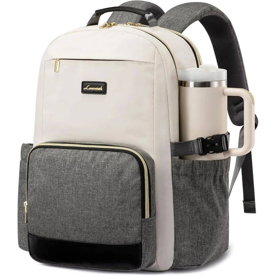 

Рюкзак для ноутбука LOVEVOOK для женщин с карманом для чашки большой емкости 15,6 дюймов, сумка для ноутбука, компьютера, дорожный рюкзак, кошелек