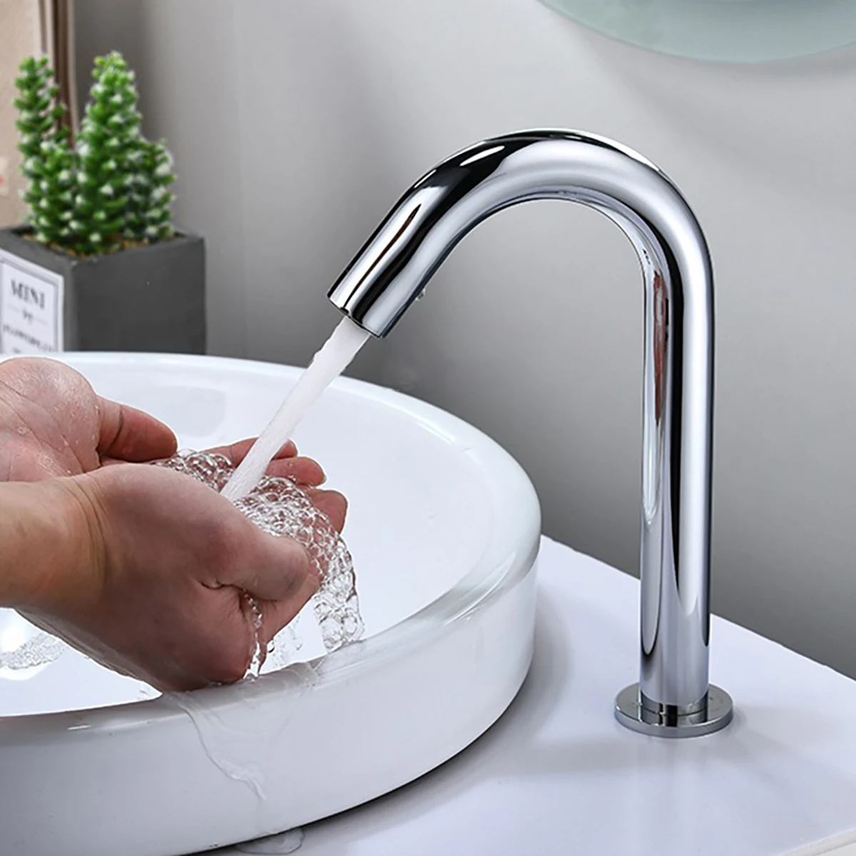 

Fully automatic hot and cold sensing faucet, 304 stainless steel bend, washbasin faucet, bathroom faucet, bathroom accessories