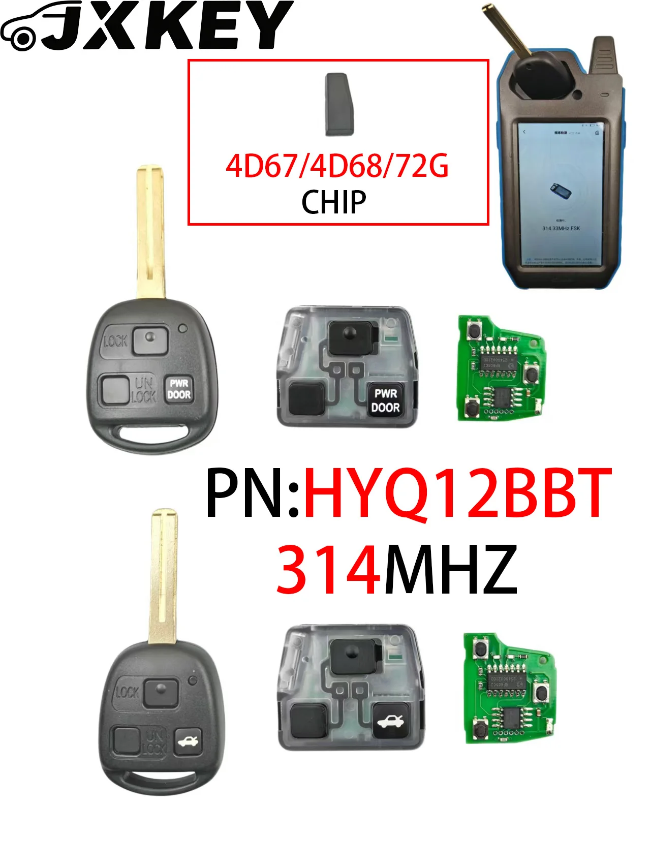 

For Lexus RX330 RX350 LS430 ES330 SC430 RX400H 2004-2010 Car Remote Key 89070-48821 314.3MHz 4D67/68/72 G Chip HYQ12BBT