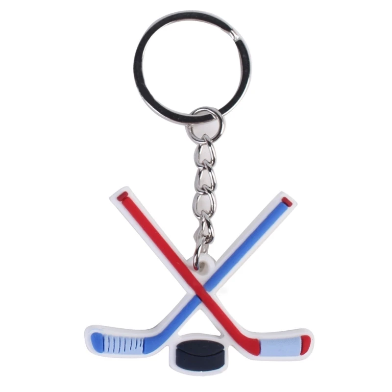 Cartoon Ice Hockey Pendant Keychain Fashion Simple Keys Holder Winter Sports Decorative Keyring for Purse Handbag Bag