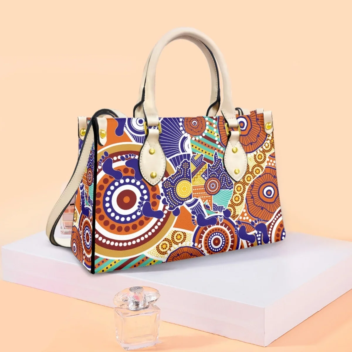 Bolso de mensajero con estampado de cuero aborigen australiano para mujer, bolso de hombro de lujo con estampado personalizado, bolso de mano informal de alta calidad