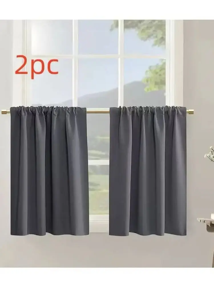 2-delige diepe korte verduisteringsgordijnen, ideaal voor keuken badkamer kelderkast camper camper slaapkamer, casual minimalistische stijl - afbeelding 2