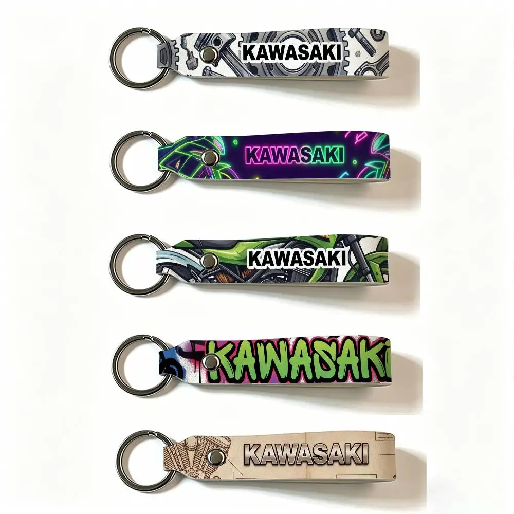 

FOR KAWASAKI MOTO PU Leather Keychain Minimalist Key Holder Durable Key Organizer Car Keys Bag Accessories Gift