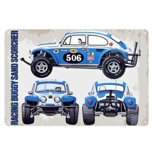 1pcs,Metal Poster Vintage Rc Car Tin Sign Plaque Tamiya Buggy Sand Scorcher