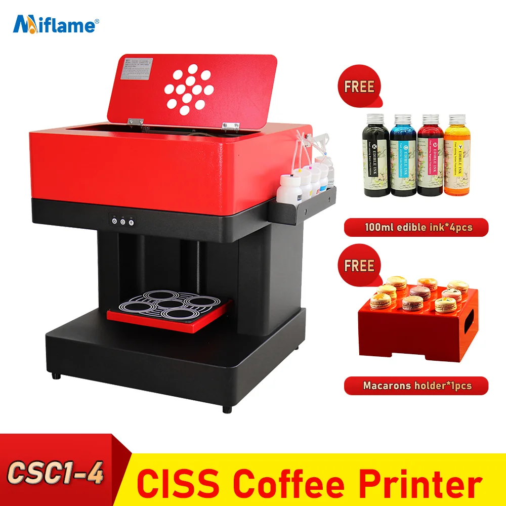 CSC1-4 CISS Coffee Printer Latte Coffee Printing Machine Automatic Beverages Food DIY Printing Photo on Coffee Edible Ink