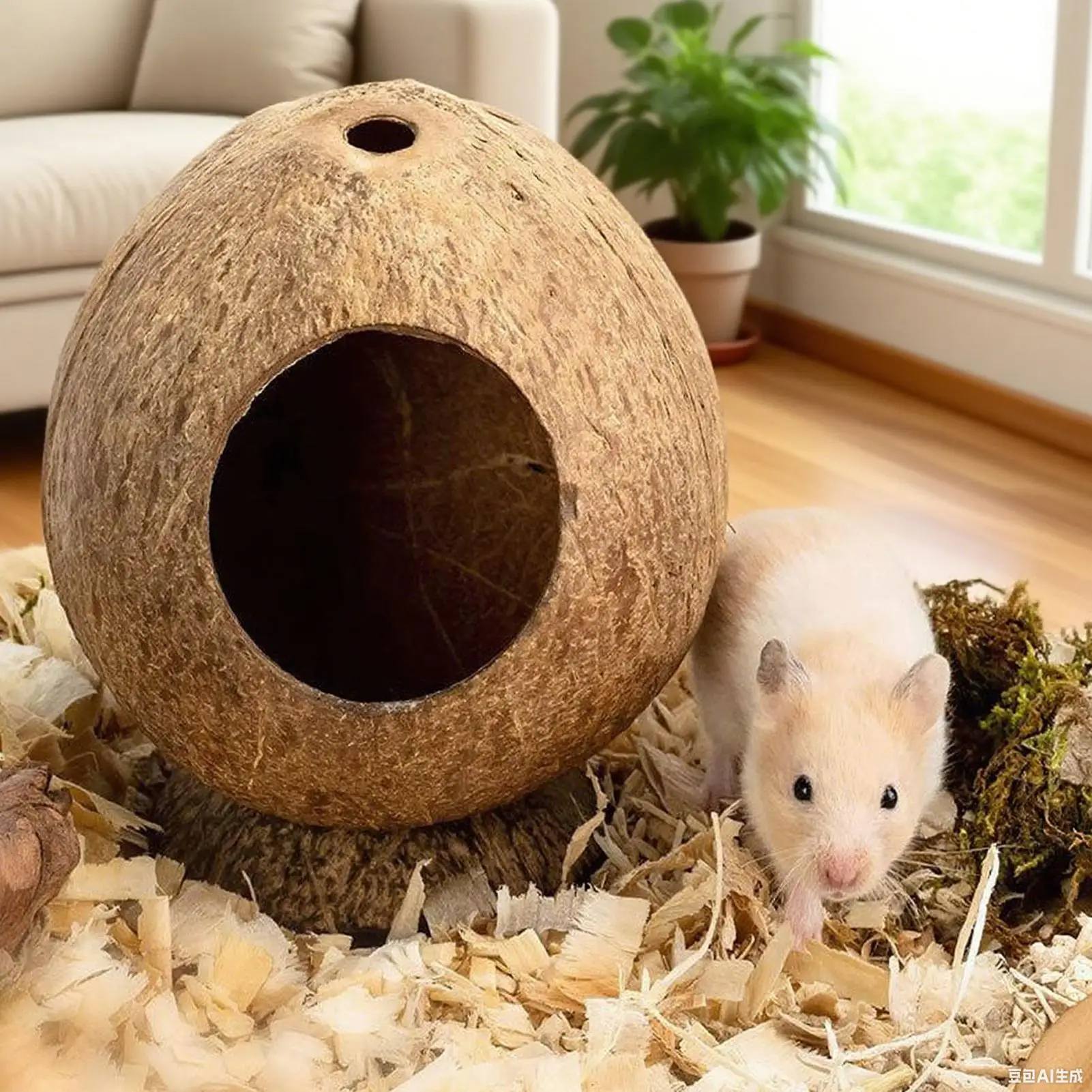هامستر هاوس 5.3 × 4.7 بوصة كوخ الهامستر إثراء الكهف مع قاعدة مضادة للطرف حاوية الموئل لأرنب القنفذ للحيوانات الأليفة #3