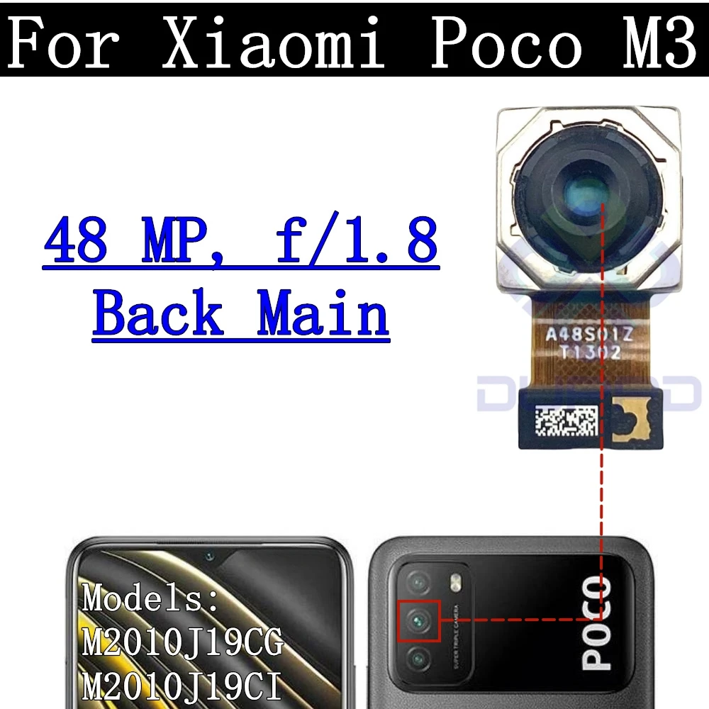 Front Rear Camera Flex Cable For Xiaomi Poco M3 PocoM3 Small Frontal Selfie Back Facing Main Camera Glass Lens Spare