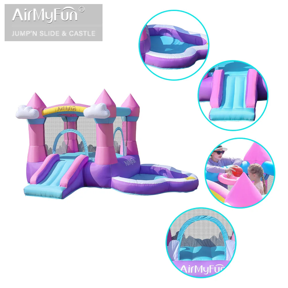 AMF-casa de boucy inflable, Mini casa de rebote de 2,7x3,1x1,8 m, Castillo de salto, incluye piscina de bolas con soplador, regalo de cumpleaños para niños