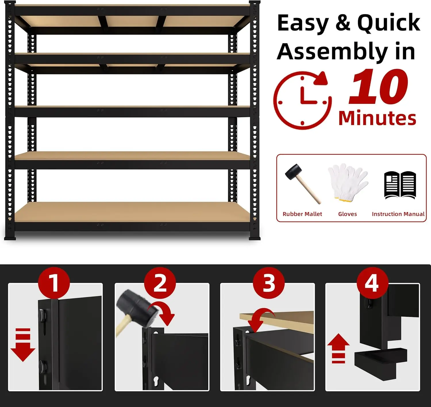 2 แพ็ค 48 "W x 24" D x 72 "H โรงรถชั้นวางของ - 5-Shelf Heavy Duty Shelving Unit, โลหะยูทิลิตี้จัดเก็บ Racks f