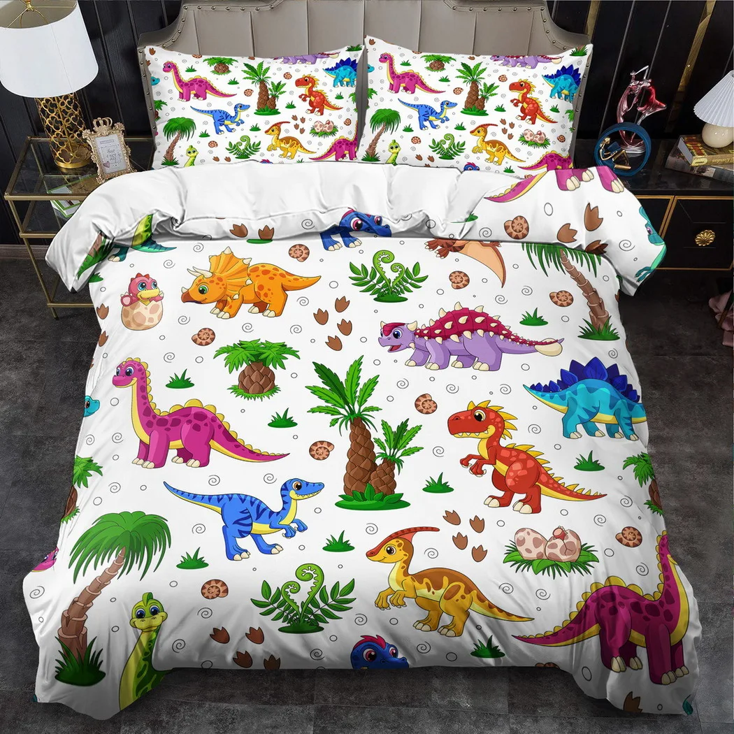 

2/3pcs Cartoon Bedding Set Animal Duvet Cover Set Dinosaur Comforter Cover Bedroom Decor Guest Room 2D Jurassic Flat Printing