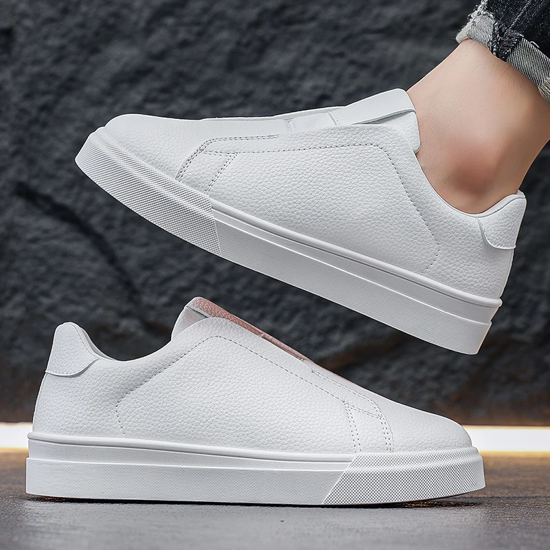 

Осень/зима, новый стиль, кожаные повседневные кроссовки, модная простая студенческая повседневная спортивная обувь - цельные белые кроссовки