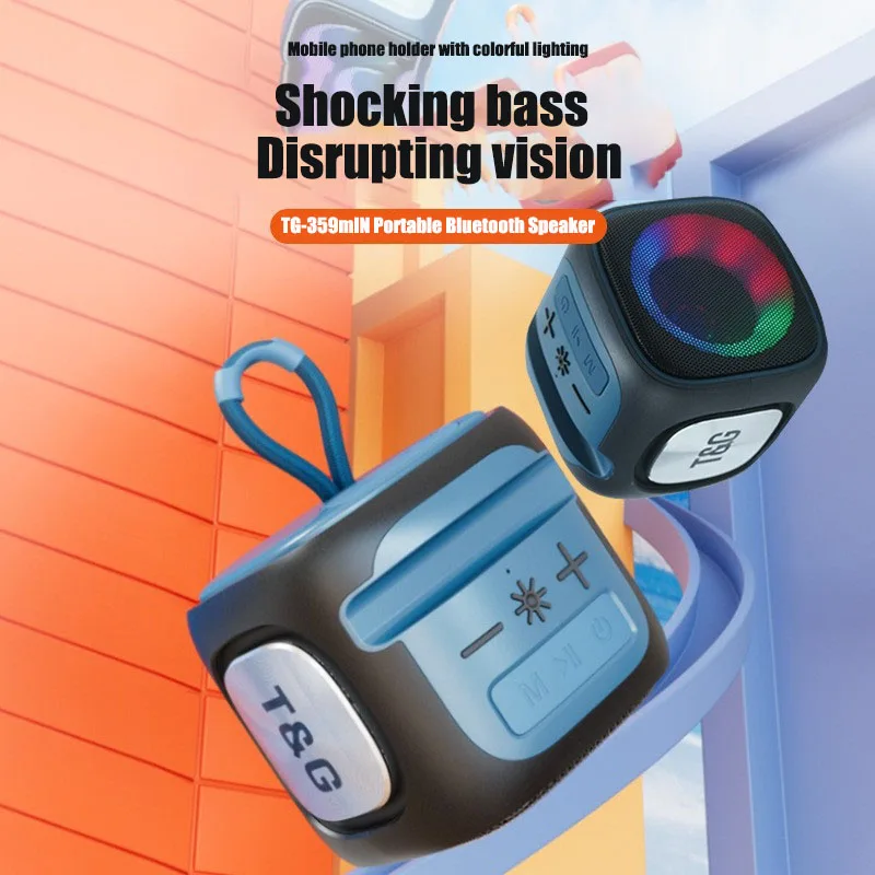 Mini haut-parleur portable lumineux sans fil Bluetooth TG359, petit support de téléphone portable, insertion de carte TF, transfrontalier