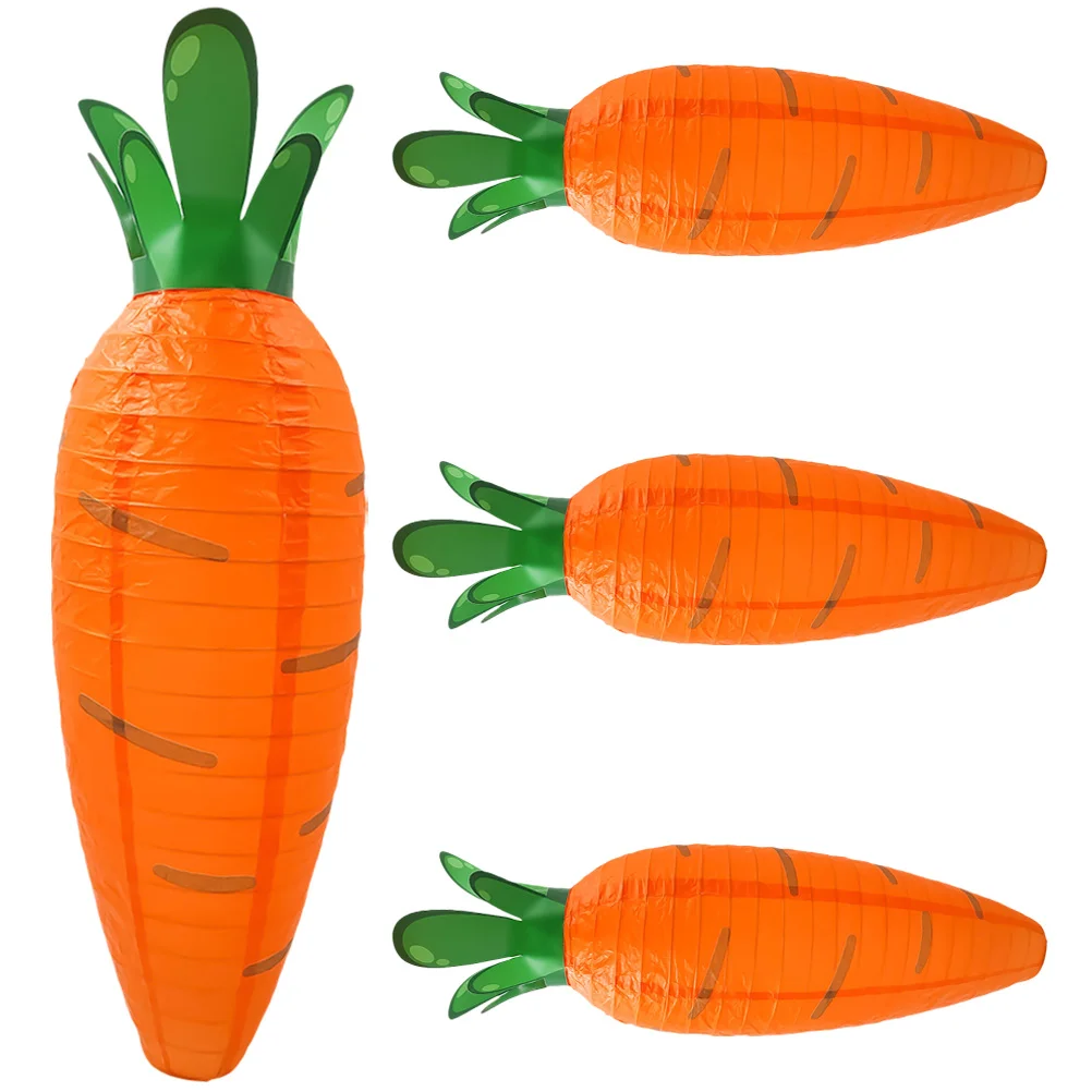 4 Pcs Carrot Lantern Decorative Holiday Cute Festival Celebration Paper for Kids Charm Lampshade Design Garden