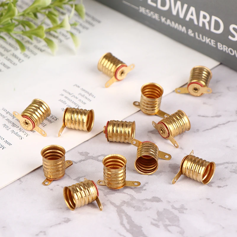 New「10Pcs E10 Screw-Type Copper Lamps Base Bulb Small Electric Bead Lamp Holder Experiment Circuit Electrical Test Accessories」