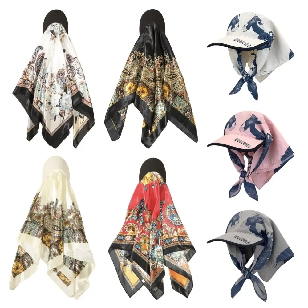Sunscreen Dragon Claw Baseball Cap Vintage Hair Band Strappy Bandana Hat Bow Fashion Satin Headscarf Hat Girl view 6
