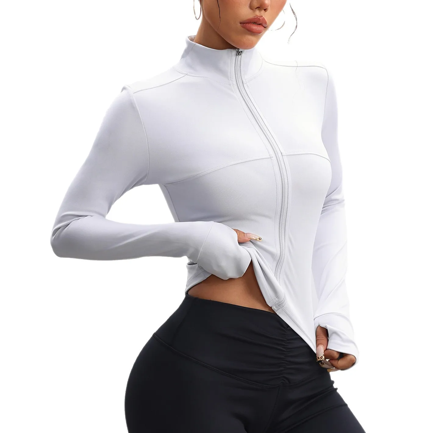 Women's Spring Autumn Quick-Dry Sports Zipper Long Sleeve Jacket Coat