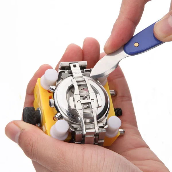 Jam tangan pembuka belakang dapat diatur, tekan lebih dekat penghilang perbaikan pembuat jam tangan alat dan kotak jam tangan pembuka belakang perbaikan pemegang penghilang T