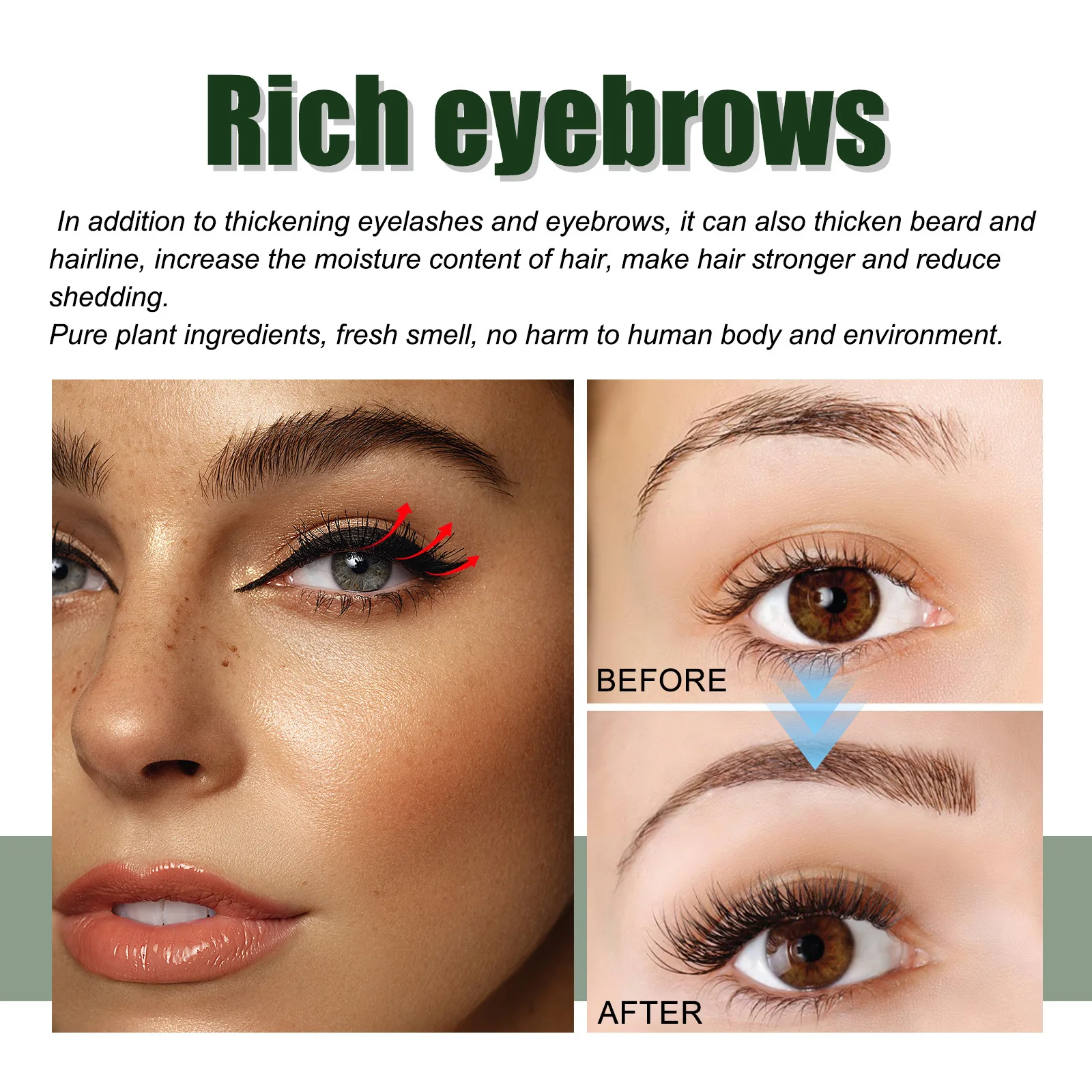 Eyebrow Growth Serum Eyelash Hair Growth Anti Hairs Loss ผลิตภัณฑ์ป้องกันหัวล้าน Fuller หนายาวแต่งหน้าคิ้ว