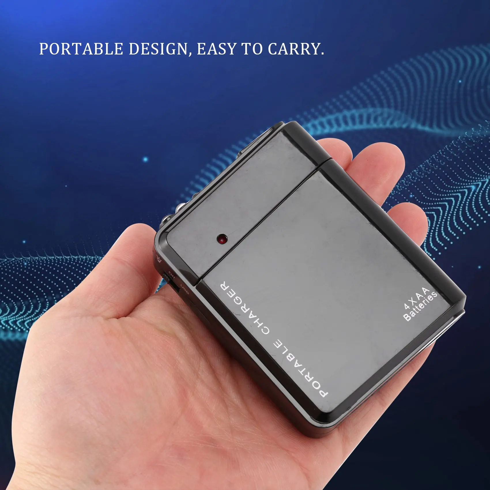 Schwarz 4X AA Batterie Tragbares Notstrom-Ladegerät USB für Handy HGC