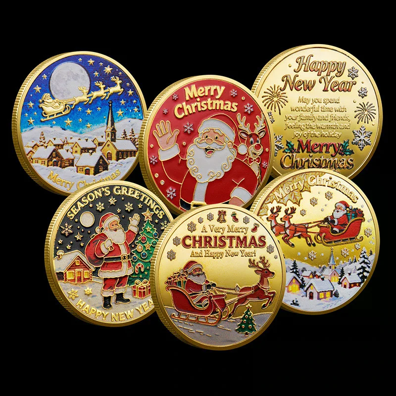 Christmas Santa Claus Collection Commemorative Medal Souvenir Coin Home Decoration Gift