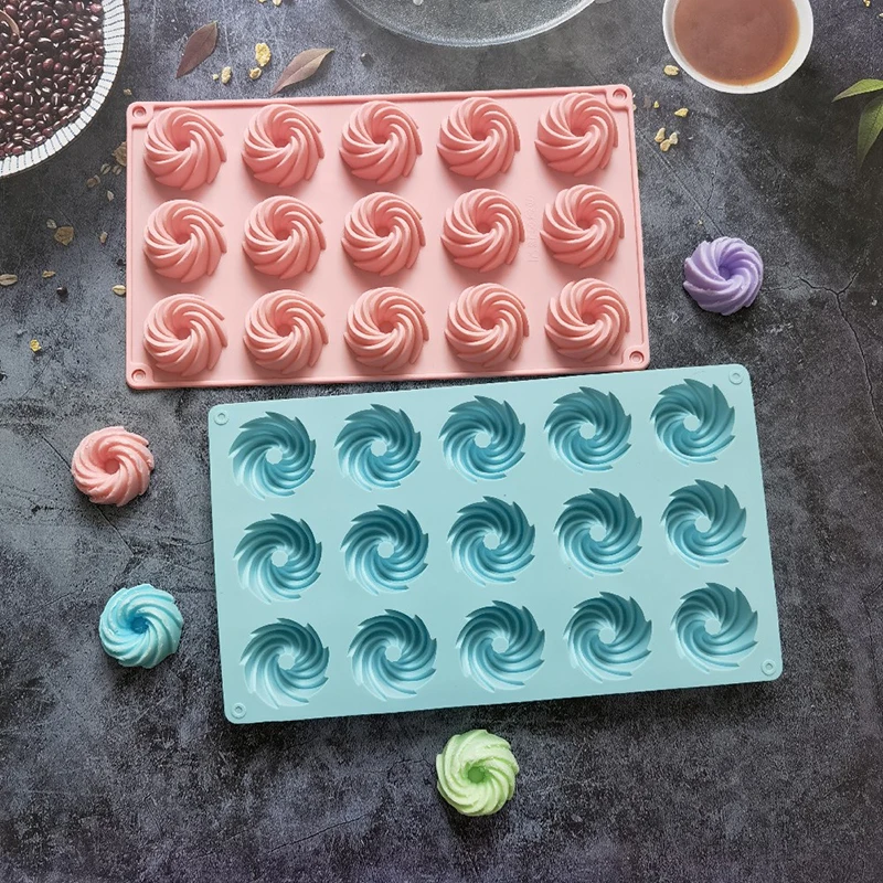 Molde de silicona con forma de espiral para Tartas, utensilios para hornear, Mousse, postres, Chocolate, donas, pastelería, 15 agujeros