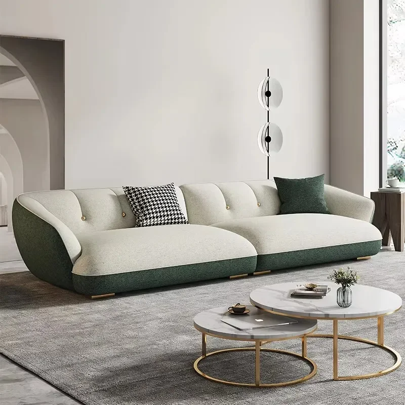 Fabric Sofa Italian Minimalist Living Room Small Unit Modern Minimalist Straight Row No Wash Technology Fabric Light Luxury Inte