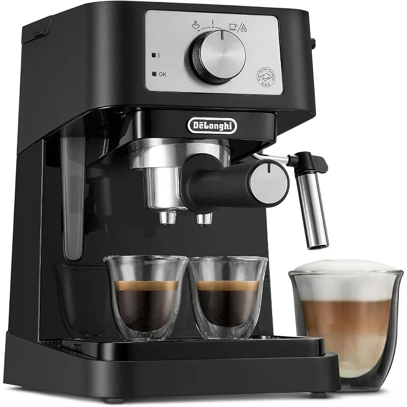 

Manual espresso, latte and cappuccino machine, 15 bar pump pressure + milk frother steam wand