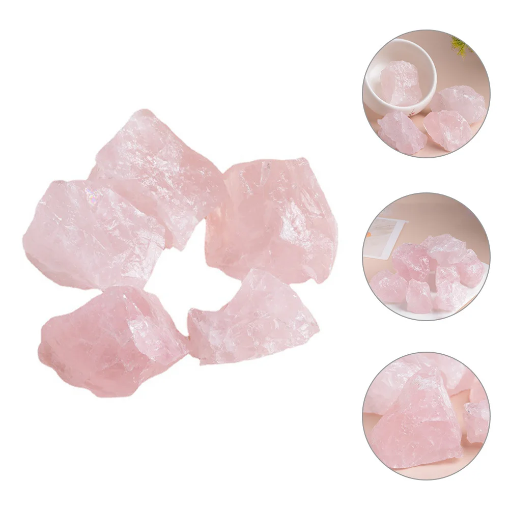 

5Pcs Crystal Stone Ornament Pink Elegant Desktop Decoration Tabletop Decor Crystal Statue for Home Office Aesthetic