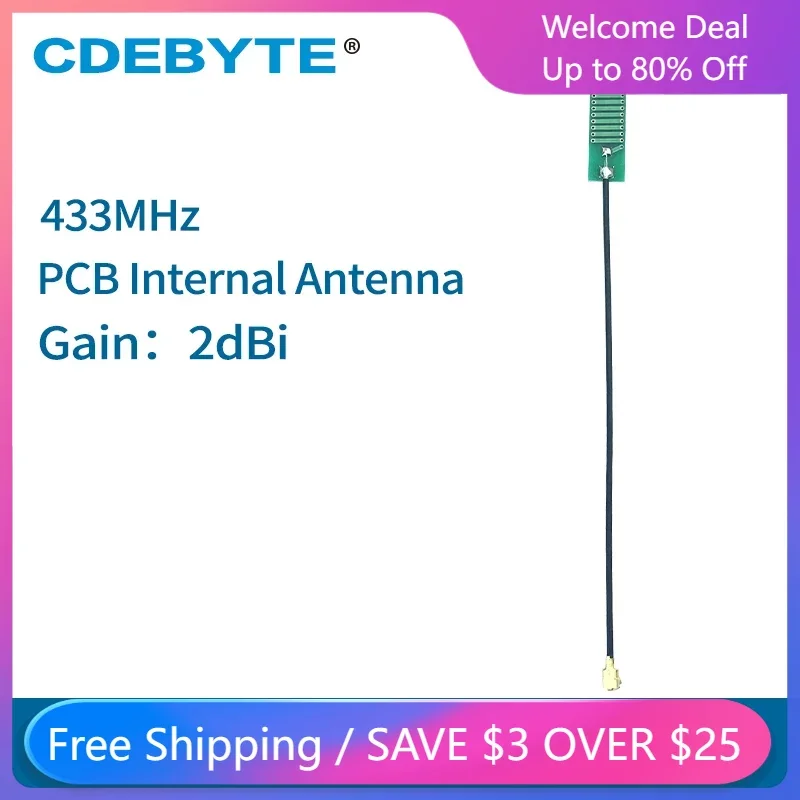 Antenne Wifi omnidirectionnelle 2dbi 433MHz, 10 pièces/lot, PCB, Interface interne IPEX