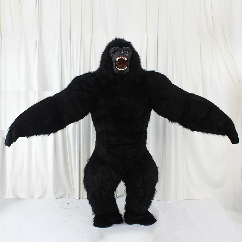 Disfraz inflable de King Kong para adulto, traje peludo de felpa para Halloween, mascota animal, vestido de Carnaval de Venecia, traje de Fursuit,