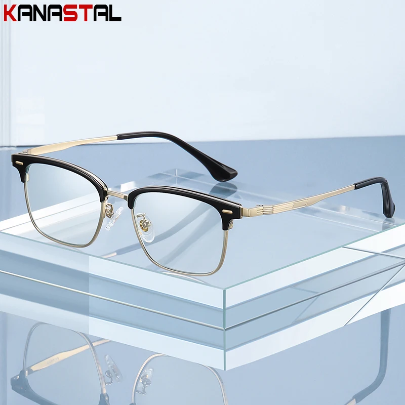 

Men Pure Titanium Square Eyeglasses Frame Women New Eyewear Optical Blue Light Blocking Preascription Computer Reading Glasses