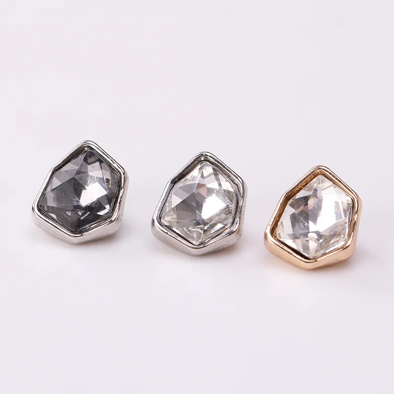10Pcs/lot High-end Silver Rhinestone Crystal Metal Buttons Fashion Ladies Clothes Sewing Accessories Shirt Cuffs Button N682
