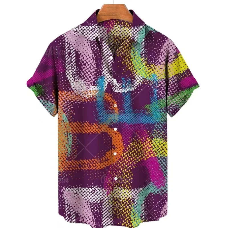 Summer Fashion Vacation 2024 Color Printed New Casual Lapel Short Sleeve Thin Hawaiian Flower Shirt Men's Affordable Cardigan