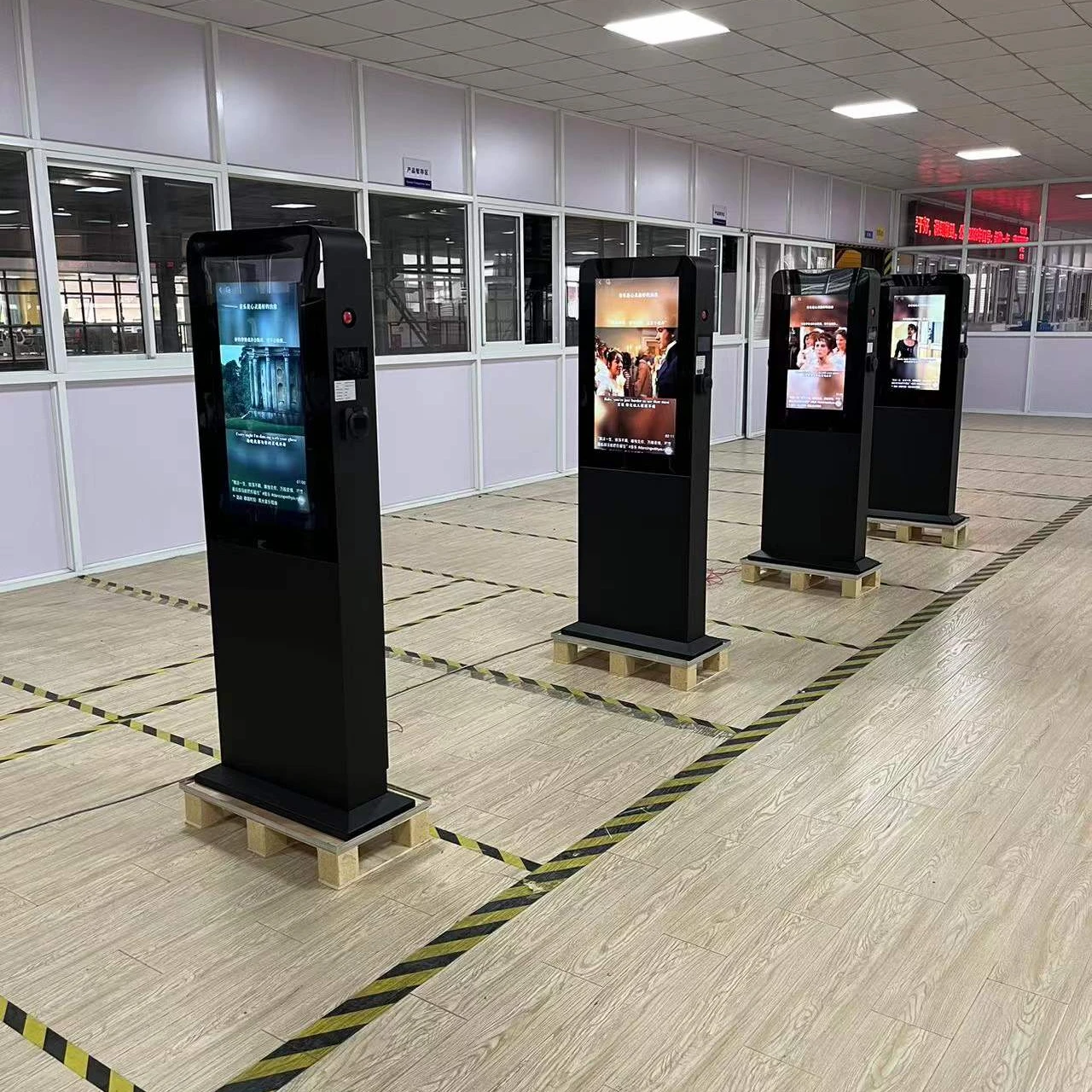 44KW EV Charging Advertisement LCD Screen Charging Pile Milti Language Fast Charger Type2 AC App Control Car Charger Station