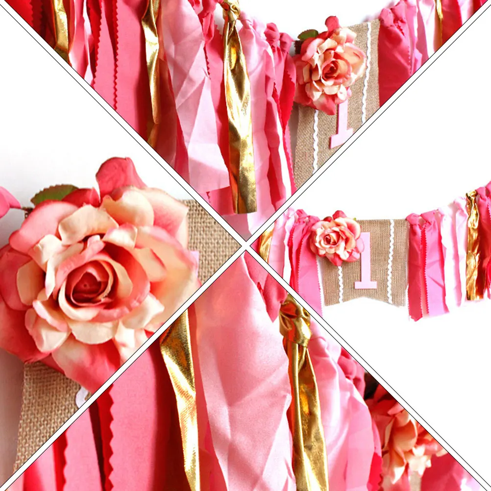 

Banners Multicolored First Birthday Party Decoration Baby Shower Chair Decor Flags Happy Birthday Theme Party Supplies