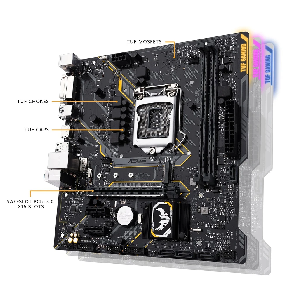 Imagem -05 - Asus-tuf H310m-plus Gaming Motherboard Soquete Lga 1151 para Processadores Intel Core 8th 9th Gen i3 i5 i7 2x Dimm Max 32gb Ddr4